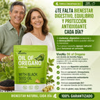 VivoNu™ Aceite de Orégano + Aceite de Semilla Negra ayuda a tu Bienestar Digestivo e Inmunológico
