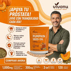 Aceite de Semilla de Calabaza + Saw Palmetto, VivoNu™  Apoyo para la Próstata y la Salud Urinaria, 120 Cápsulas Blandas
